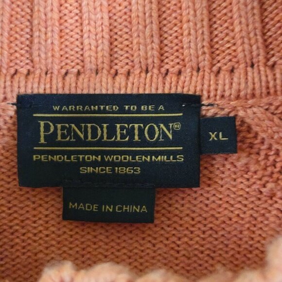 Pendleton Apricot Mock Neck CableKnit Cotton Blend Sweater Size XL - Picture 5 of 6